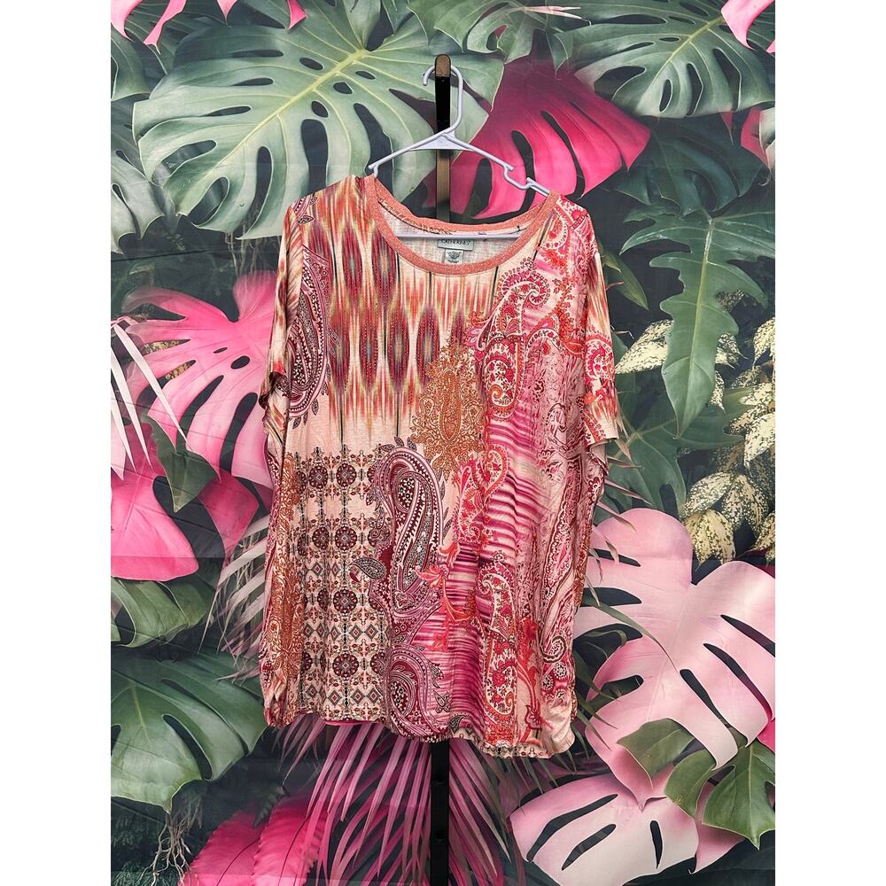 Catherines 2x paisley multifcolored boho tee